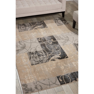 Nourison Maxell 3'10&quot x 5'10&quot Fabric Indoor Rug in Beige/Gray/Black/Ivory