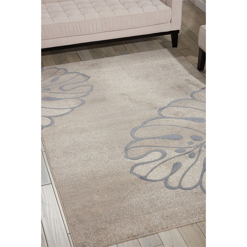 Nourison Maxell 2'2&quot x 7'6&quot Fabric Beige Modern Indoor Area Rug