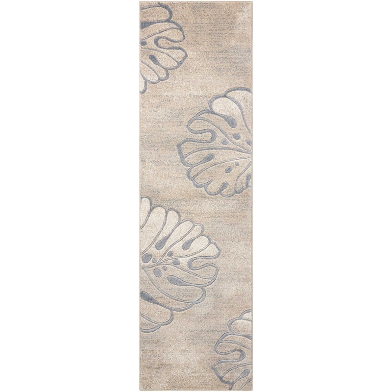nourison maxell 2'2&quot x 7'6&quot fabric beige modern indoor area rug