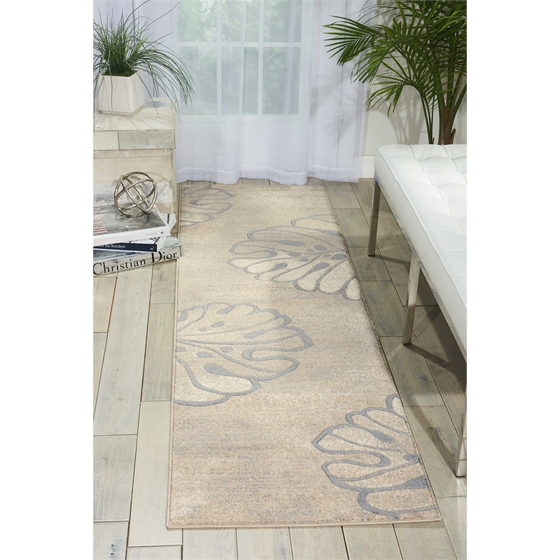 nourison maxell 2'2&quot x 7'6&quot fabric beige modern indoor area rug