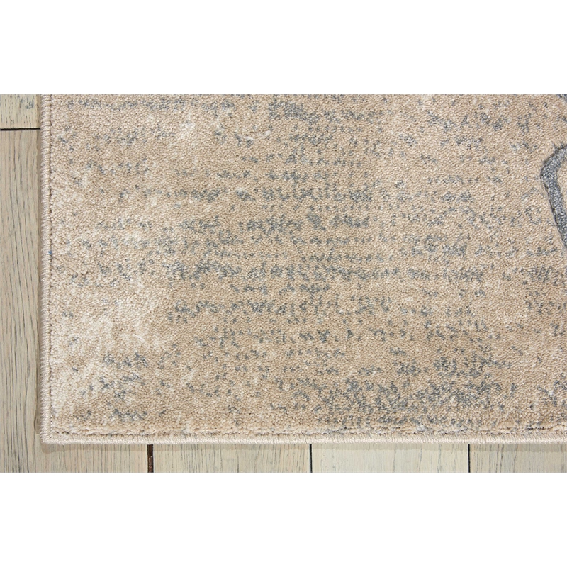 nourison maxell 2'2&quot x 7'6&quot fabric beige modern indoor area rug