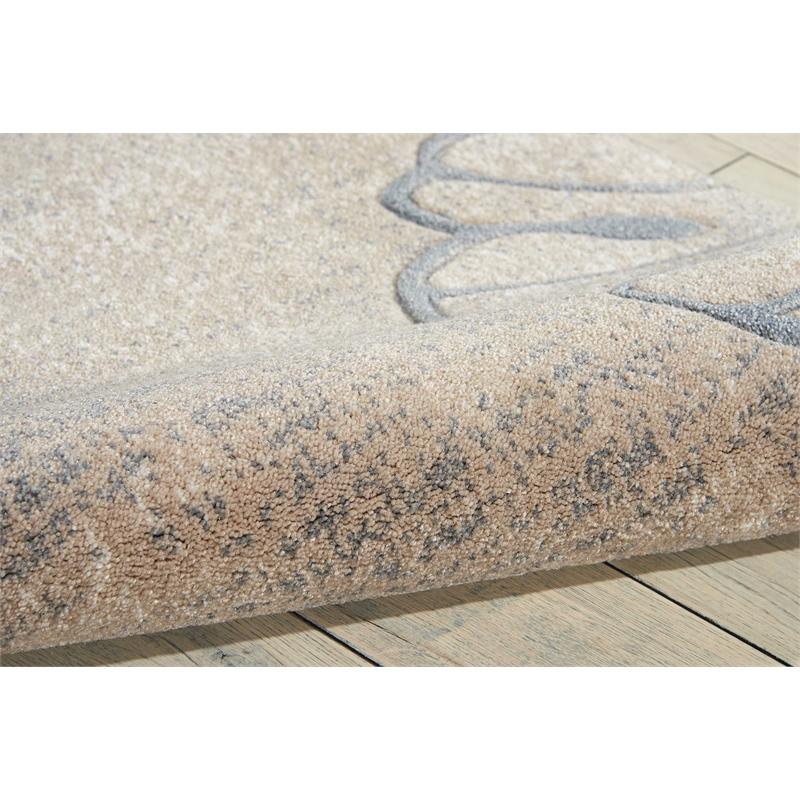 nourison maxell 2'2&quot x 7'6&quot fabric beige modern indoor area rug