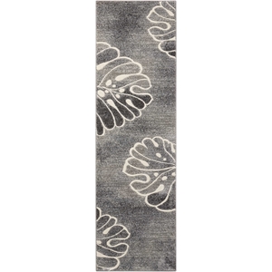 Nourison Maxell 2'2&quot x 7'6&quot Fabric Gray Modern Indoor Area Rug