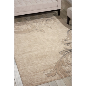 Nourison Maxell 63x87&quot Rectangle Contemporary Fabric Area Rug in Taupe/Cream