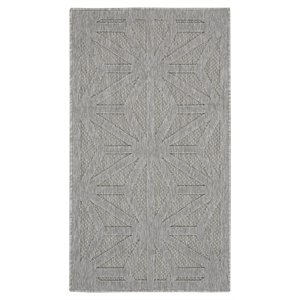 Nourison Palamos 26x45&quot Rectangle Contemporary Fabric Area Rug in Light Gray