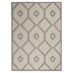Nourison Palamos 48x72&quot Geometric Contemporary Fabric Area Rug in Cream/Gray