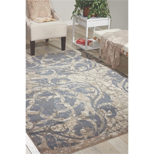 Nourison Maxell 63x87&quot Rectangle Contemporary Fabric Area Rug in Slate Blue
