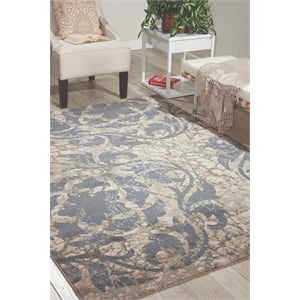 Nourison Maxell 94x126&quot Rectangle Contemporary Fabric Area Rug in Slate Blue