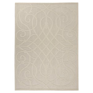Nourison Palamos 72x108&quot Rectangle Contemporary Fabric Area Rug in Cream