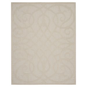 Nourison Palamos 84x120&quot Rectangle Contemporary Fabric Area Rug in Cream