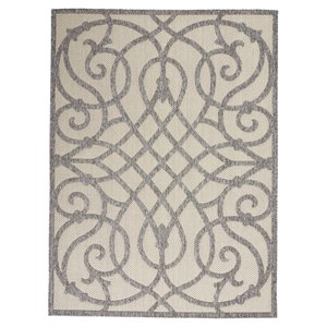Nourison Palamos 48x72&quot Rectangle Contemporary Fabric Area Rug in Gray/Cream