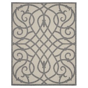 Nourison Palamos 84x120&quot Rectangle Contemporary Fabric Area Rug in Gray/Cream