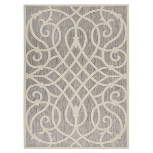 Nourison Palamos 72x108&quot Rectangle Contemporary Fabric Area Rug in Gray