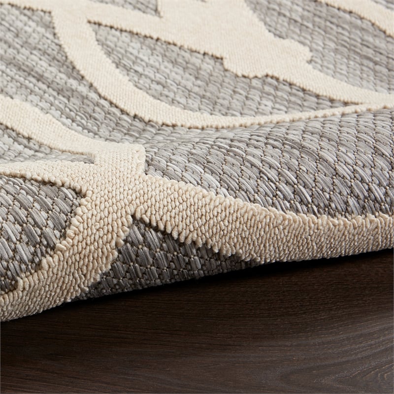 Nourison Palamos Round Contemporary Polypropylene Area Rug in Gray