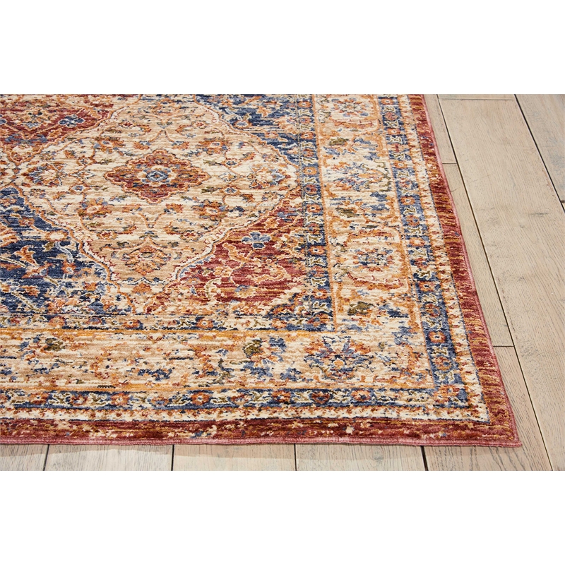 Nourison Reseda Rectangle Traditional Polyester Area Rug in Multi-Color