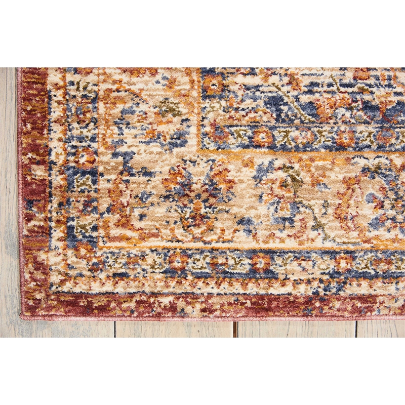 Nourison Reseda Rectangle Traditional Polyester Area Rug in Multi-Color