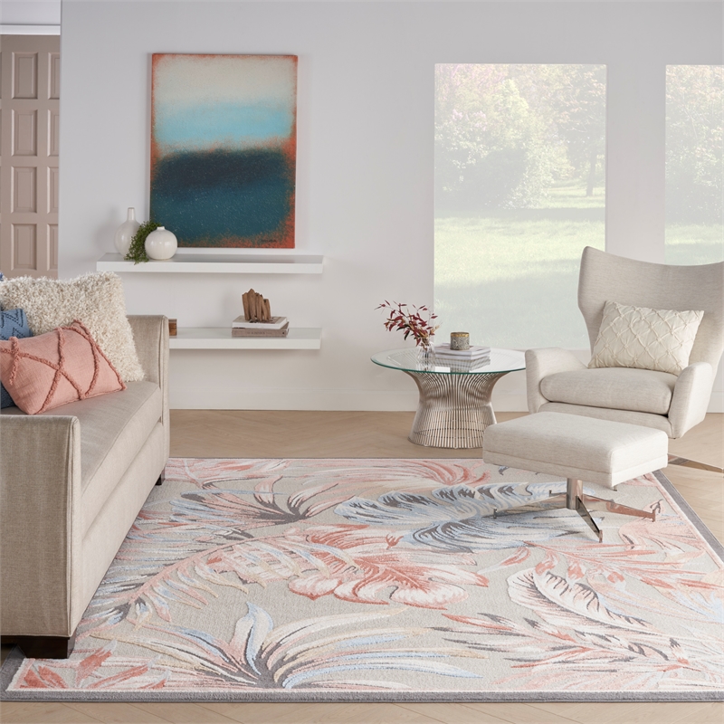 Nourison Pompeii Contemporary Polypropylene Polyester Area Rug in Multi-Color