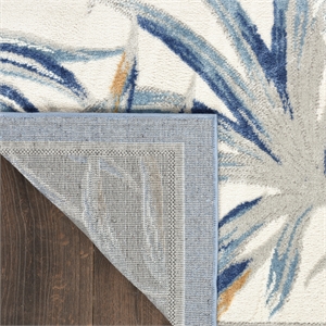 Nourison Pompeii Contemporary Polypropylene Polyester Area Rug in Ivory/Blue