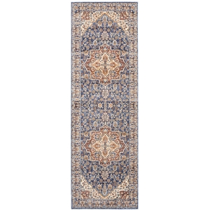 Nourison Reseda Runner Traditional Polyester Area Rug in Blue