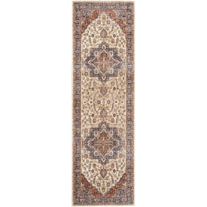 Nourison Reseda Runner Traditional Polyester Area Rug in Cream