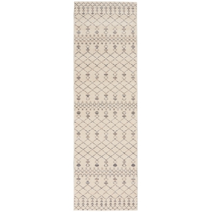 Nourison Royal Moroccan Runner Contemporary Polypropylene Area Rug in Beige/Gray