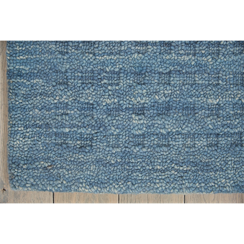 nourison perris rectangle contemporary wool area rug in denim