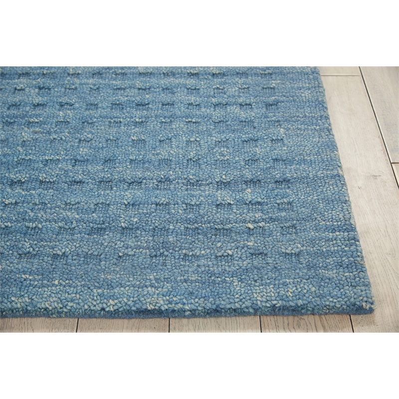nourison perris rectangle contemporary wool area rug in denim