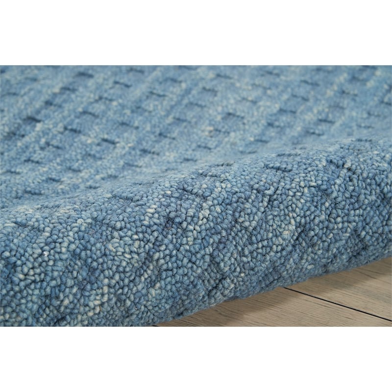 nourison perris rectangle contemporary wool area rug in denim