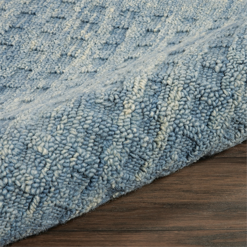 Nourison Perris Rectangle Contemporary Wool Area Rug in Denim