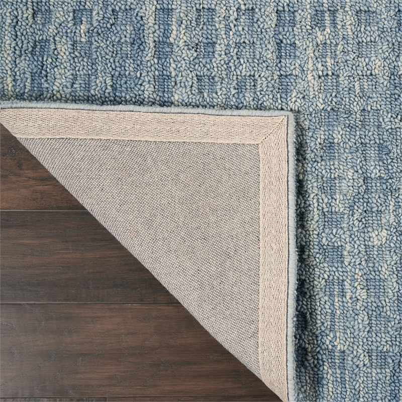 Nourison Perris Rectangle Contemporary Wool Area Rug in Denim