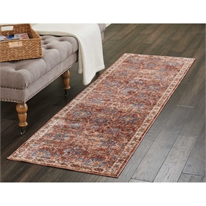 Nourison Reseda Runner Traditional Polyester Area Rug in Brick