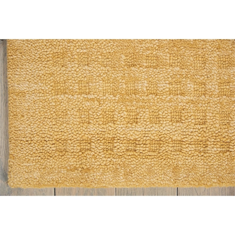 Nourison Perris Rectangle Contemporary Wool Area Rug in Gold
