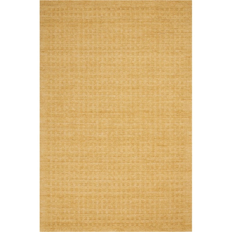 Nourison Perris Rectangle Contemporary Wool Area Rug in Gold