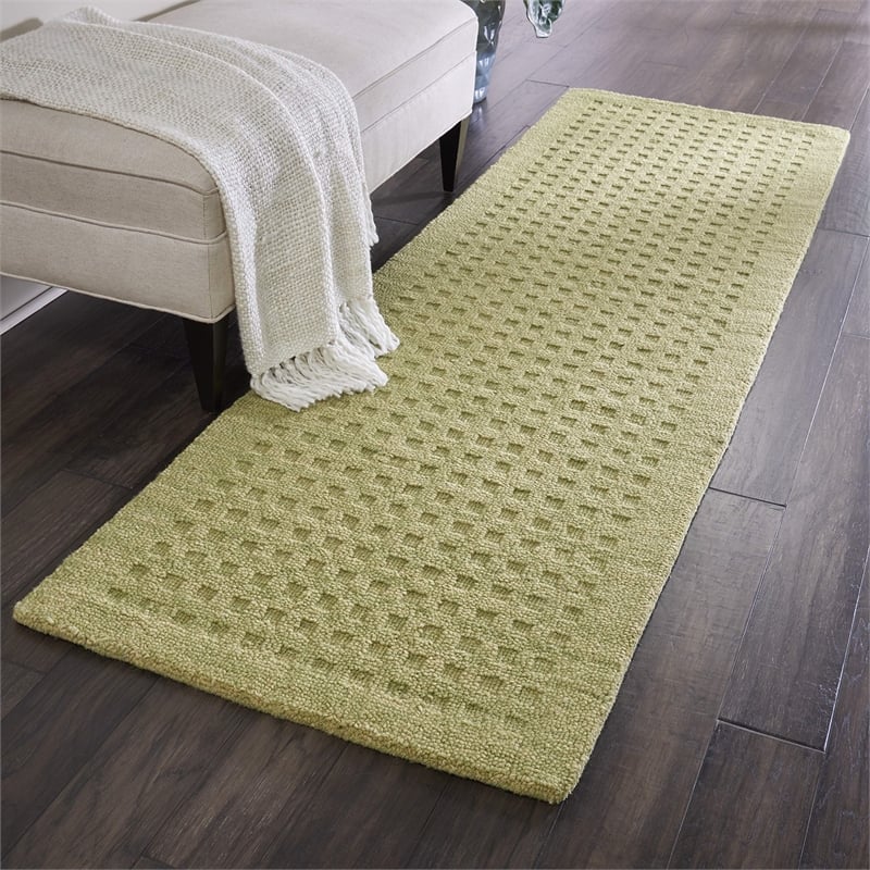 Nourison Perris Rectangle Contemporary Wool Area Rug in Green