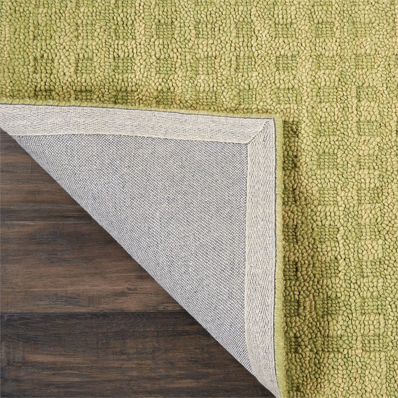 Nourison Perris Rectangle Contemporary Wool Area Rug in Green