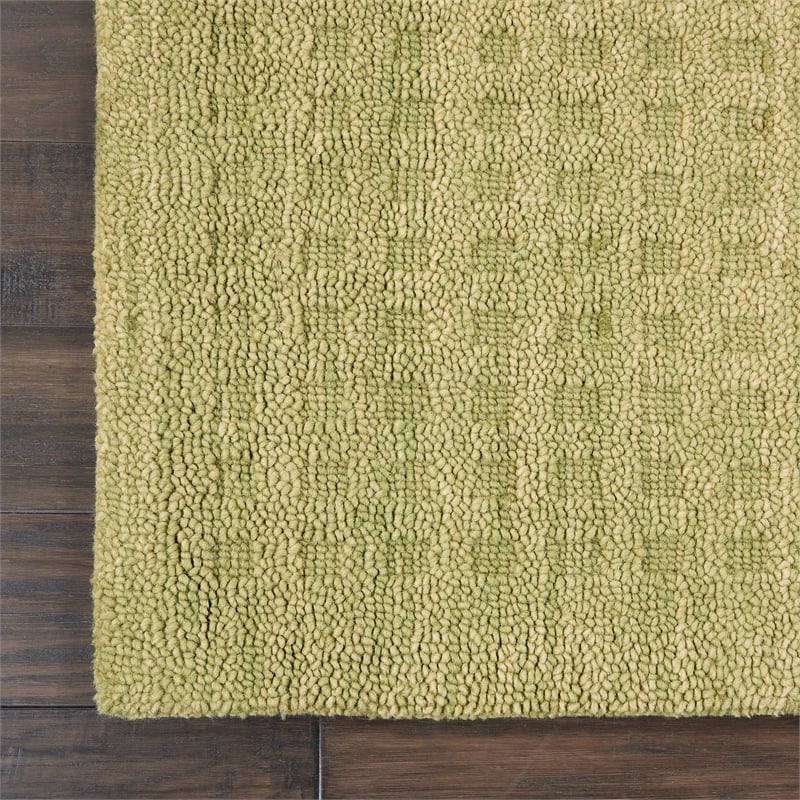 Nourison Perris Rectangle Contemporary Wool Area Rug in Green