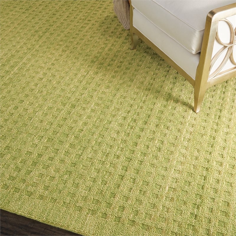 Nourison Perris Rectangle Contemporary Wool Area Rug in Green