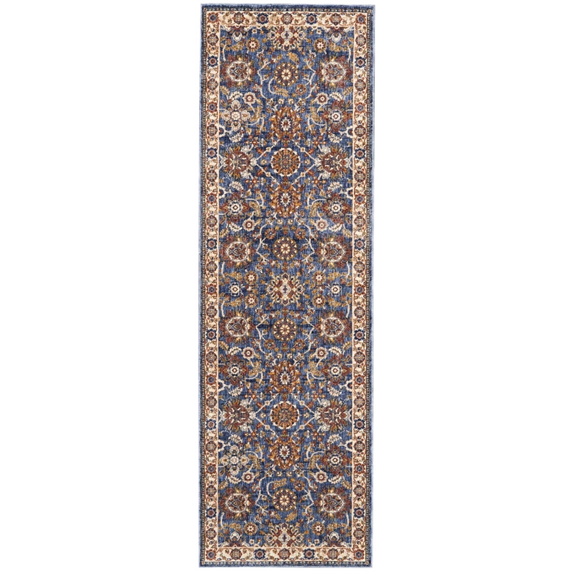 Nourison Reseda Runner Traditional Polyester Area Rug in Blue