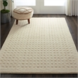 Nourison Perris Rectangle Contemporary Wool Area Rug in Ivory