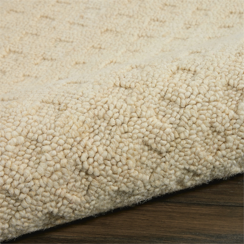 Nourison Perris Rectangle Contemporary Wool Area Rug in Ivory