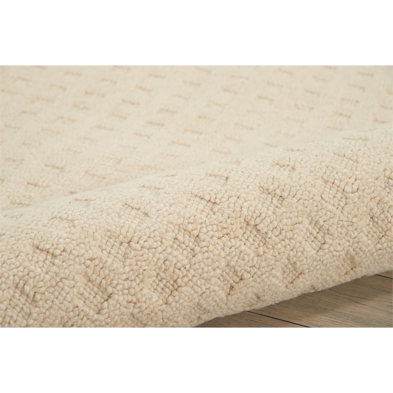 Nourison Perris Rectangle Contemporary Wool Area Rug in Ivory