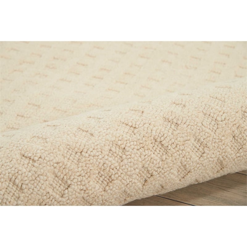 nourison perris rectangle contemporary wool area rug in ivory