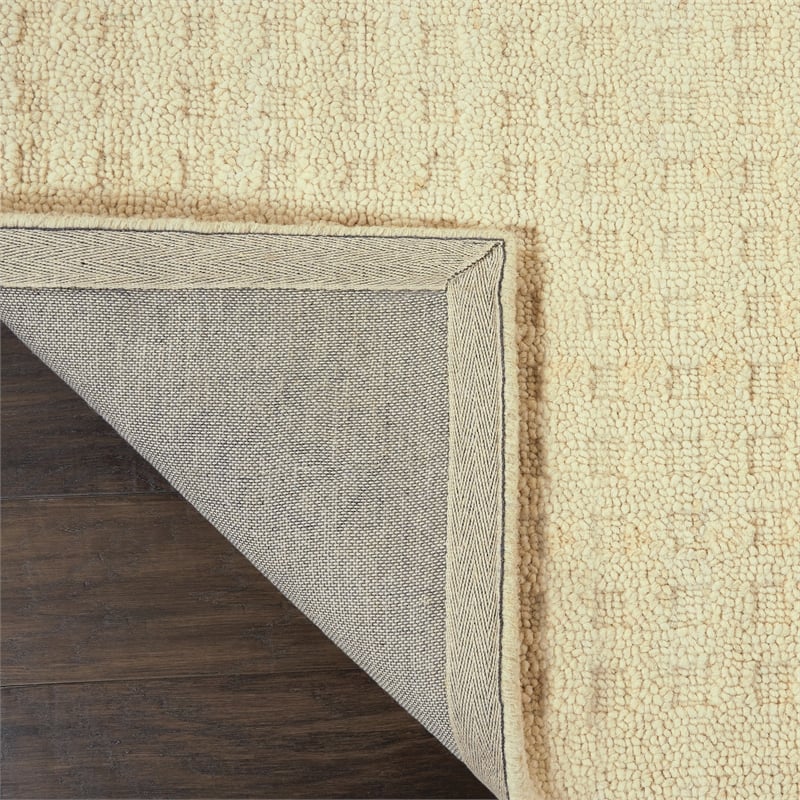 nourison perris rectangle contemporary wool area rug in ivory