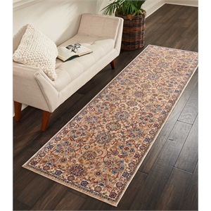 Nourison Reseda Runner Traditional Polyester Area Rug in Natural