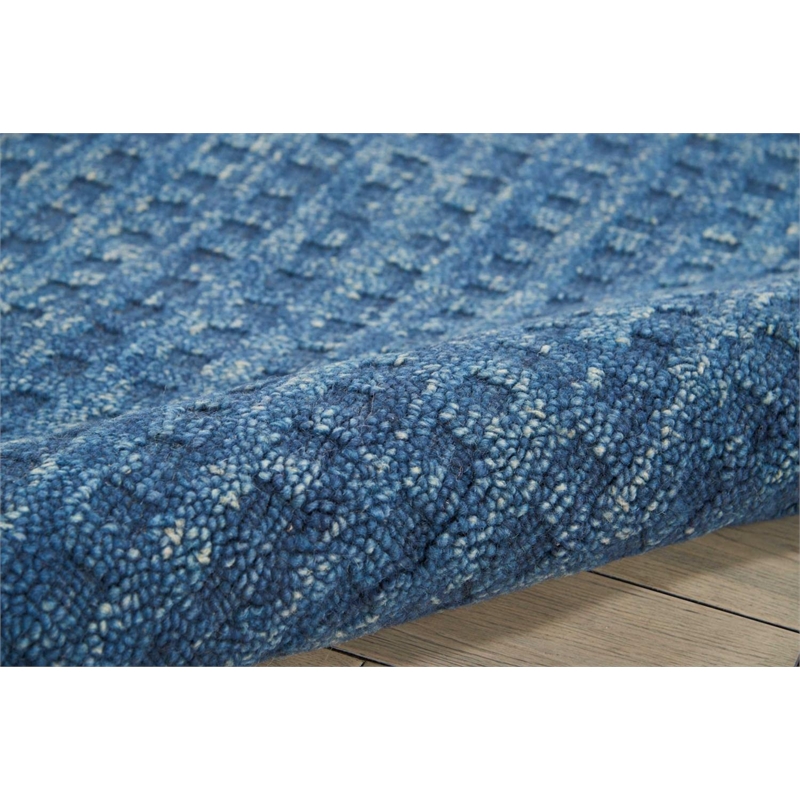 Nourison Perris Rectangle Contemporary Wool Area Rug in Navy