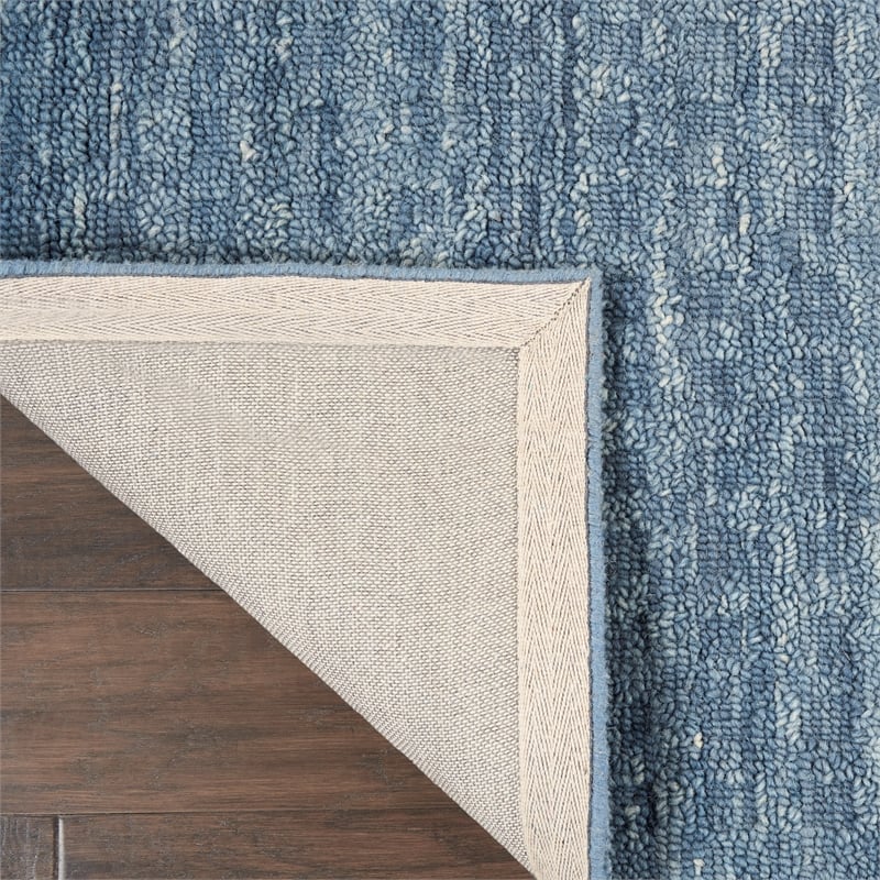 Nourison Perris Rectangle Contemporary Wool Area Rug in Navy