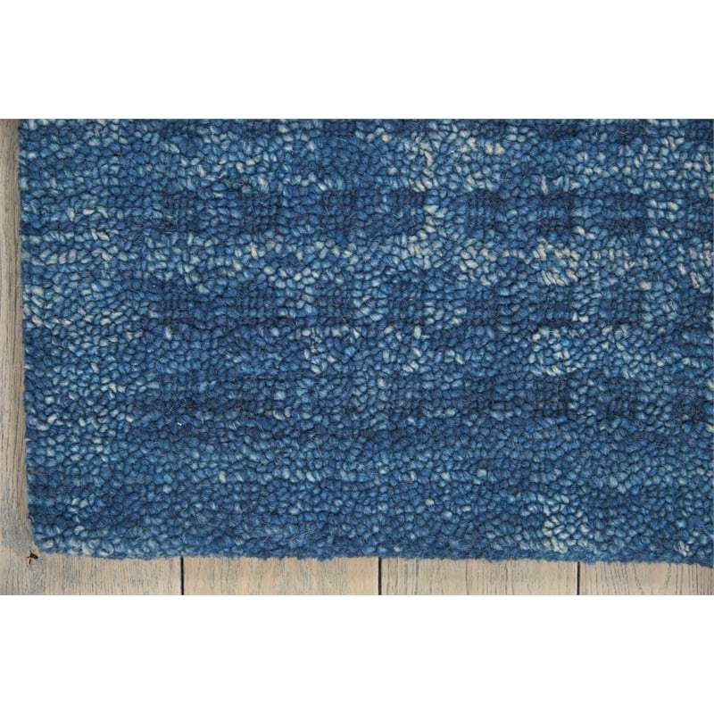 Nourison Perris Rectangle Contemporary Wool Area Rug in Navy