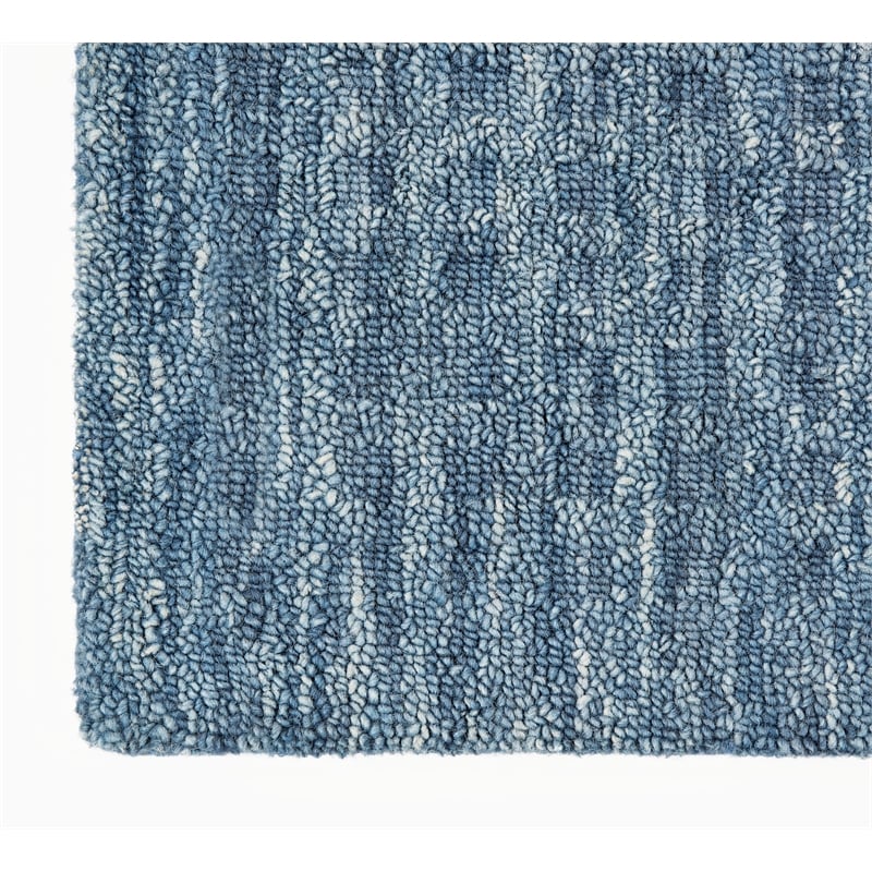 Nourison Perris Rectangle Contemporary Wool Area Rug in Navy