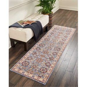 Nourison Reseda Runner Traditional Polyester Area Rug in Sky