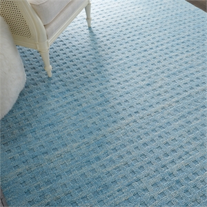 Nourison Perris Rectangle Contemporary Wool Area Rug in Sky Blue
